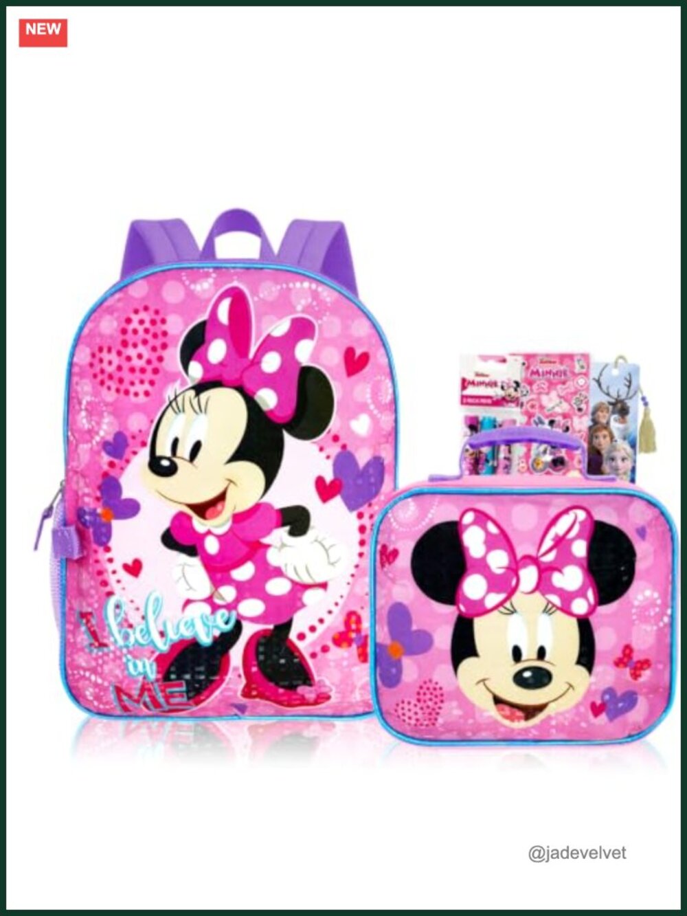Disney Minnie Mouse Backpack with Lunch Box Set Girls School Supplies Bundle